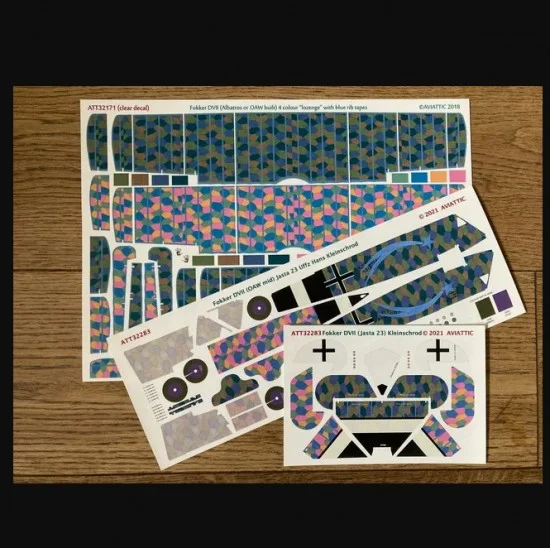 Aviattic ATT32283 1/32 Fokker DVii (Oaw Built) Jasta 23 "Blue Comet" Uffz. Hans Kleinnschrod Decals - Model Planes