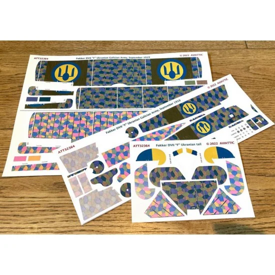 Aviattic ATT32364 Decals for 1/32 Fokker DVII F Ukrainian Galician Army September 1919 - Model Planes