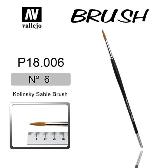 Vallejo P18006 Kolinsky Sable Paint Brush No.6 - Hobby & Model Paints