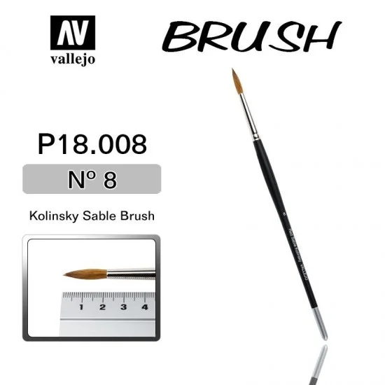 Vallejo P18008 Kolinsky Sable Paint Brush No.8 - Hobby & Model Paints