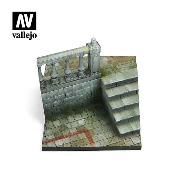 Vallejo SC010 European Street Section Base - City Stairs (7x7x6 cm / 2.75x2.75x2.36 in)