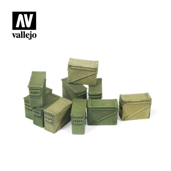 Vallejo SC221 1/35 Large Ammo Boxes 12.7mm (10pcs) - Scenics & Diorama