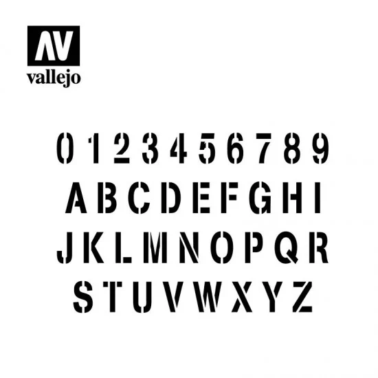 Vallejo ST-LET002 Masking Stencils for 1/35 Alphabet Stamp Font