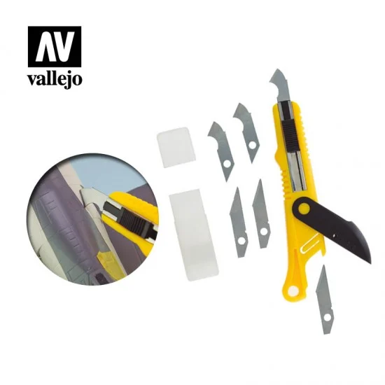 Vallejo T06012 Plastic Cutter Scriber Tool & 5 Spare Blades - Hobby Tools & Supplies