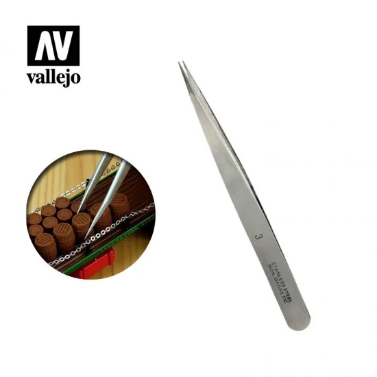 Vallejo T12003 Stainless Steel Tweezers #3 - Hobby Tools & Supplies