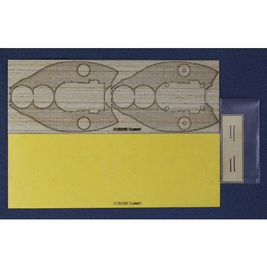 Artwox 50055 Musashi Wooden Deck w/Masking Sheet & Photoetch for Fujimi #421612 kit (2in1) - Model Ships & Boats