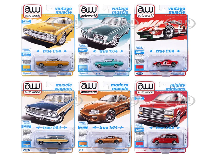 Auto World Premium 2025 Release 3 Set A of 6 pieces 1/64 Diecast Model Cars by Auto World - 1/64 Scale Sets