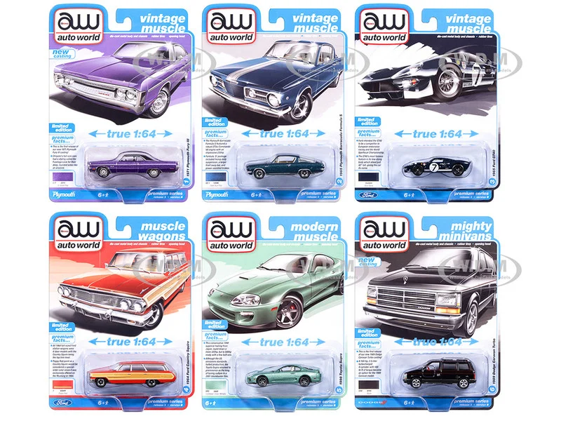 Auto World Premium 2025 Release 3 Set B of 6 pieces 1/64 Diecast Model Cars by Auto World - 1/64 Scale Sets
