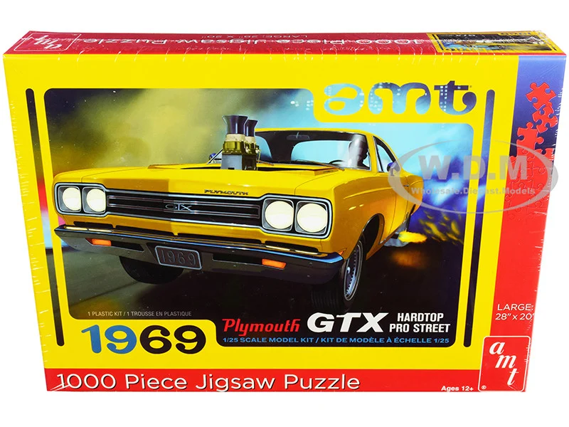 Jigsaw Puzzle 1969 Plymouth GTX Hardtop Pro Street MODEL BOX PUZZLE (1000 piece) by AMT - Plymouth Models