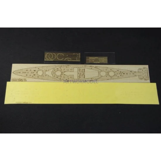 Artwox AM20022A 1/700 SMS Derfflinger 1916 Wooden Deck w/Masking Sheet & Photoetch for Flyhawk kit #1300 - Model Ships & Boats