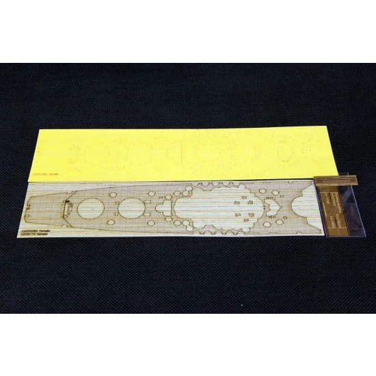 Artwox AM20028A 1/700 Super Battleship No.25 Yamato Wooden Deck w/Masking & PE Sheets for Aoshima #05123 - Model Ships & Boats