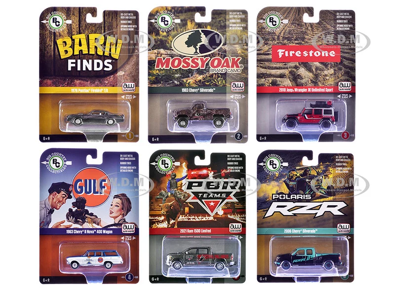 Big Country Collectibles 2025 Release 1 Set of 6 pieces 1/64 Diecast Model Cars by Auto World - 1/64 Scale Sets