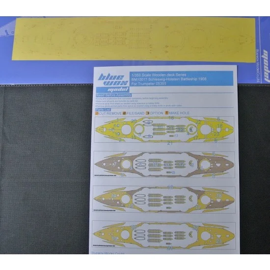 Artwox BM10017 1/350 Schleswig-Holstein Battleship 1908 Deck Masking Sheet for Trumpeter kit #05355