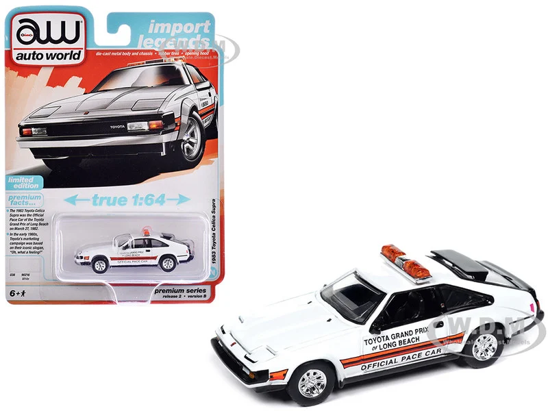 1983 Toyota Celica Supra "Toyota Grand Prix of Long Beach Official Pace Car" White "Import Legends" Series 1/64 Diecast Model Car by Auto World - Toyota Models