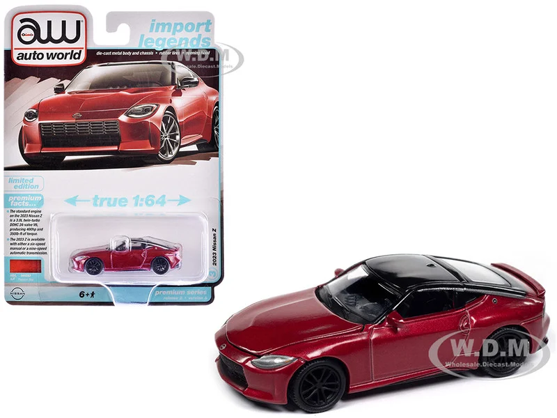 2023 Nissan Z Passion Red Metallic with Black Top "Import Legends" Series 1/64 Diecast Model Car by Auto World - Nissan Models
