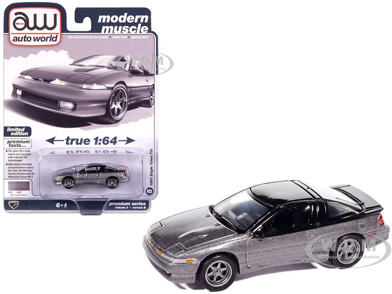 1991 Eagle Talon TSi Medium Quartz Metallic with Black Top "Modern Muscle" Series 1/64 Diecast Model Car by Auto World - Chrysler Models