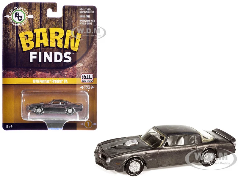 1976 Pontiac Firebird T/A "Barn Finds" Gray Metallic (Weathered) with White Interior "Big Country Collectibles" 2025 Series 1/64 Diecast Model Car by Auto World - Pontiac Models