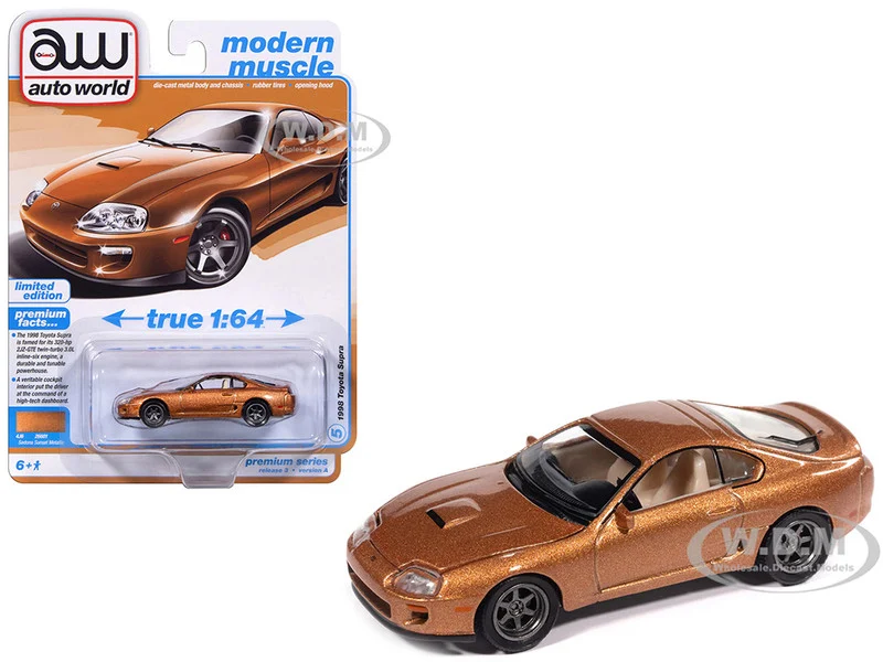 1998 Toyota Supra Sedona Sunset Bronze Metallic "Modern Muscle" Series 1/64 Diecast Model Car by Auto World - Toyota Models