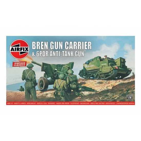 Airfix 01309V 1/76 Vintage Classics - Bren Gun Carrier & 6 pdr Anti-Tank Gun w/4 Crews