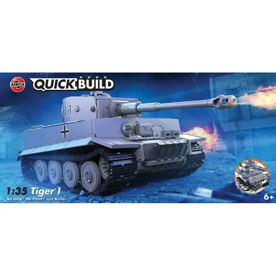 Airfix J6041 1/35 Quickbuild Tiger I Plastic Brick Construction Toy - Military Vehicles & Tanks