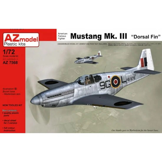 AZ model 7568 1/72 P-51B Mustankg Mk.III Dorsal Fin Fighter