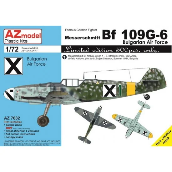 AZ model 7632 1/72 Messerschmitt Bf 109G-6 Bulgarian Air Force Fighter