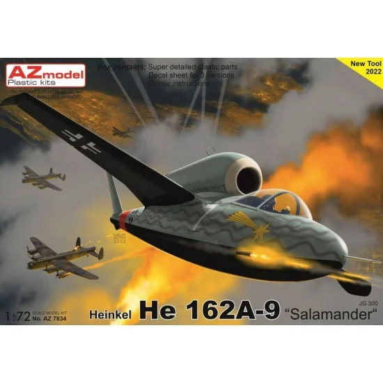 AZ model 7834 1/72 Heinkel He 162A-9 ''Salamander'' JG300 Jet Fighter