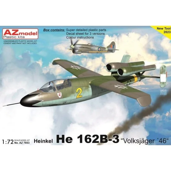 AZ model 7853 1/72 Heinkel He 162B-3 ''Volksjager 46'' Jet Fighter