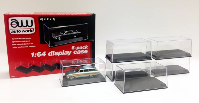 6 Collectible Display Show Cases for 1/64 Scale Model Cars by Auto World - Accessories