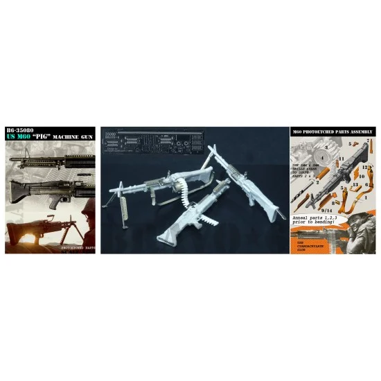Bravo6 35080 1/35 US M60 "PIG" Machine Gun Set (3 guns) - Model Figures