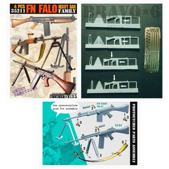 Bravo6 35211 1/35 FN FALO Heavy Bar Battle Rifles (4pcs) - Model Figures