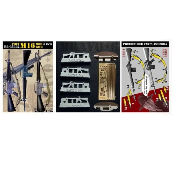 Bravo6 35332 1/35 M16 Colt Model 602 (4pcs) - Model Figures