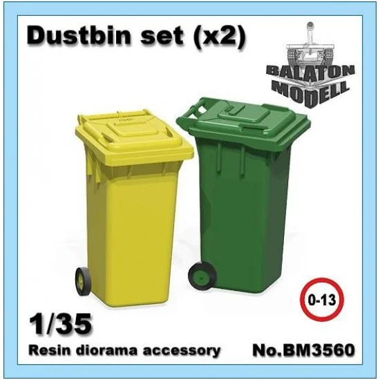 Balaton Modell BM3560 1/35 Dustbin Set (Height: 2.6cm, 2pcs) - Scenics & Diorama