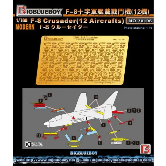 Big Blue Boy 70106 1/700 Vought F-8 Crusader Detail Set (for 18 aircrafts)