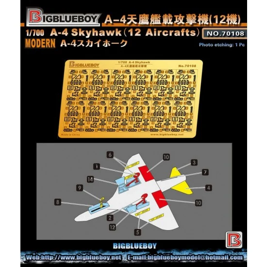 Big Blue Boy 70108 1/700 Douglas A-4 Skyhawk Detail Set (for 12 aircrafts)