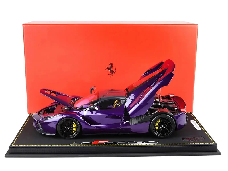 2012 Ferrari LaFerrari Purple Dubai Metallic (Viola Vio) with Black Top With Display Case Limited Edition to 300 pieces Worldwide 1/18 Diecast Model Car by BBR - Ferrari Models
