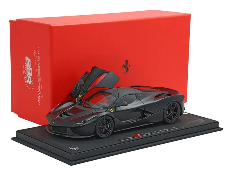 Ferrari LaFerrari Matt Black With Display Case Limited Edition to 78 pieces Worldwide 1/18 Diecast Model Car by BBR - Ferrari Models
