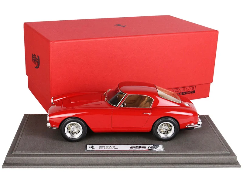 1959 Ferrari 250 SWB GT Berlinetta Paseo Corto Red with DISPLAY CASE Limited Edition to 500 pieces Worldwide 1/18 Model Car by BBR - Ferrari Models
