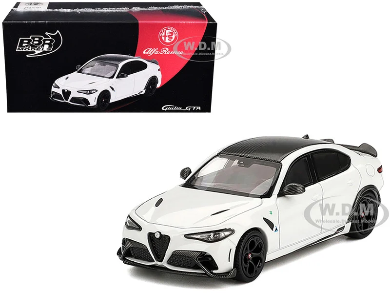 Alfa Romeo Giulia GTA White with Carbon Top 1/64 Diecast Model Car by BBR - Alfa Romeo Models
