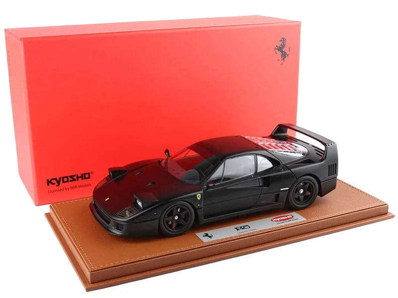 Ferrari F40 Matt Black with Matt Black Wheels with DISPLAY CASE Limited Edition to 102 pieces Worldwide 1/18 Diecast Model Car by BBR and Kyosho - Ferrari Models