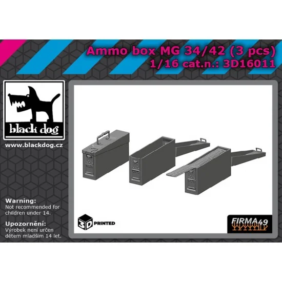 Black Dog 3D16011 1/16 Ammo Box M6 34/42 (3pcs) - Scenics & Diorama
