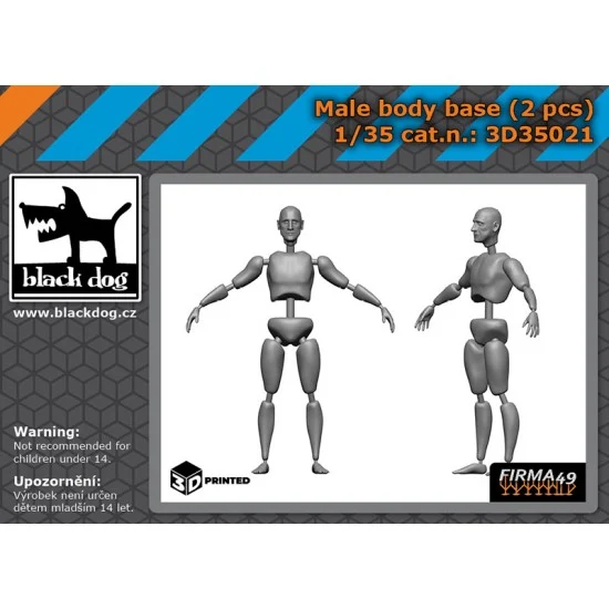 Black Dog 3D35021 1/35 Male Body Base (2pcs) - Model Figures