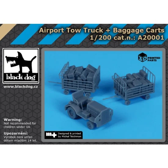Black Dog A20001 1/200 Airport Tow Truck and Baggage Carts - Scenics & Diorama