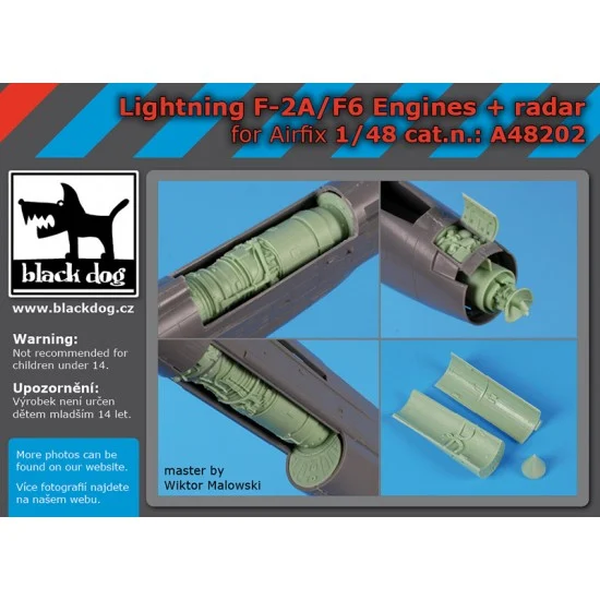 Black Dog A48202 1/48 F-2A/F6 Lightning Engines, Radar for Airfix kits