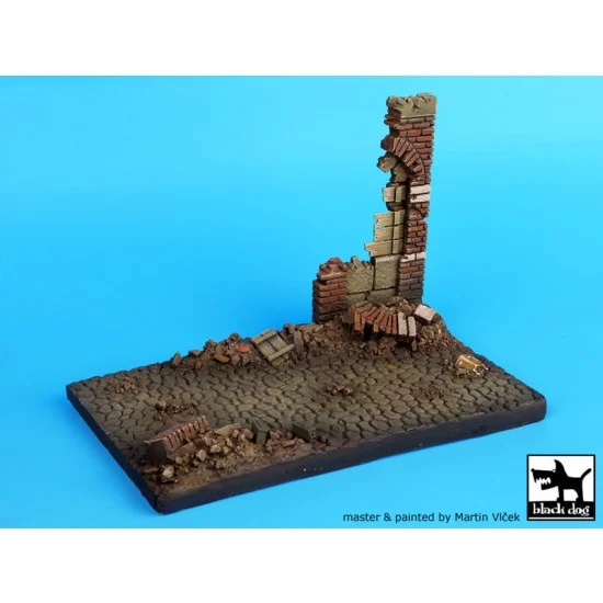 Black Dog D35019 1/35 Street with Ruined Wall (size: 130mmx80mmx85mm) - Scenics & Diorama