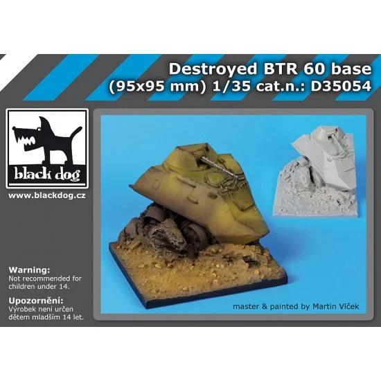 Black Dog D35054 1/35 Destroyed BTR-60 APC Section Diorama Base (Size: 95x95mm)