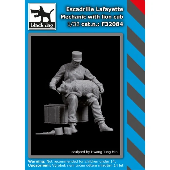Black Dog F32084 1/32 Escadrille Lafayete Mechanic with Lion Cub - Model Figures