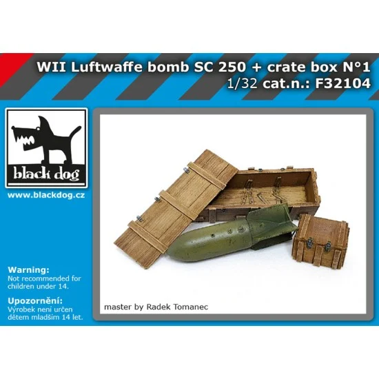 Black Dog F32104 1/32 WW II Luftwaffe Bomb SC 250 & Crate Box Vol.1 - Model Planes