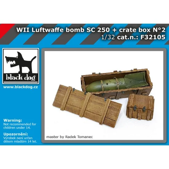 Black Dog F32105 1/32 WW II Luftwaffe Bomb SC 250 & Crate Box Vol.2 - Model Planes