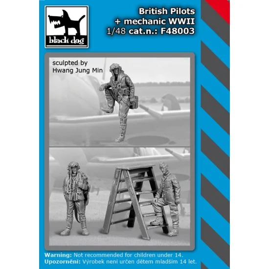 Black Dog F48003 1/48 WWII British Pilots and Mechanic - Model Figures